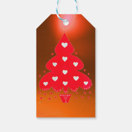 RED CHRISTMAS TREE HOLIDAY PARTY Orange Geschenkanhänger