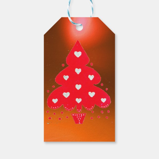 RED CHRISTMAS TREE HOLIDAY PARTY Orange Geschenkanhänger (Rückseite)
