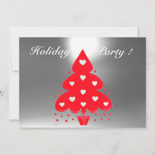RED CHRISTMAS TREE HOLIDAY PARTY White Einladung