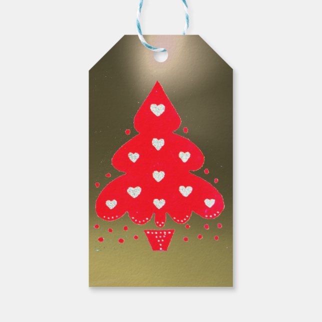 RED CHRISTMAS TREE HOLIDAY PARTY White Geschenkanhänger (Rückseite)