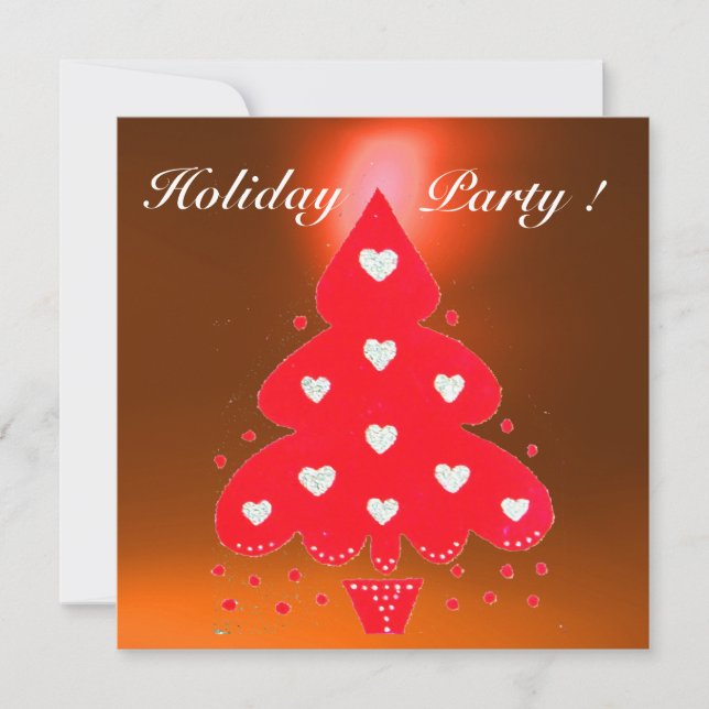 RED CHRISTMAS TREE HOLIDAY PARTY White Orange Einladung (Vorderseite)