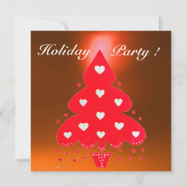 RED CHRISTMAS TREE HOLIDAY PARTY White Orange Einladung