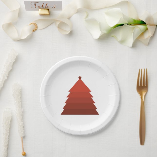 Red Christmas Tree Paper Plate Pappteller (Hochzeit)