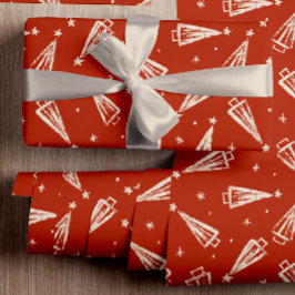 Red Christmas Tree Pattern Geschenkpapier