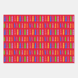 Red Christmas Tree Pop Art Geschenkpapier Set