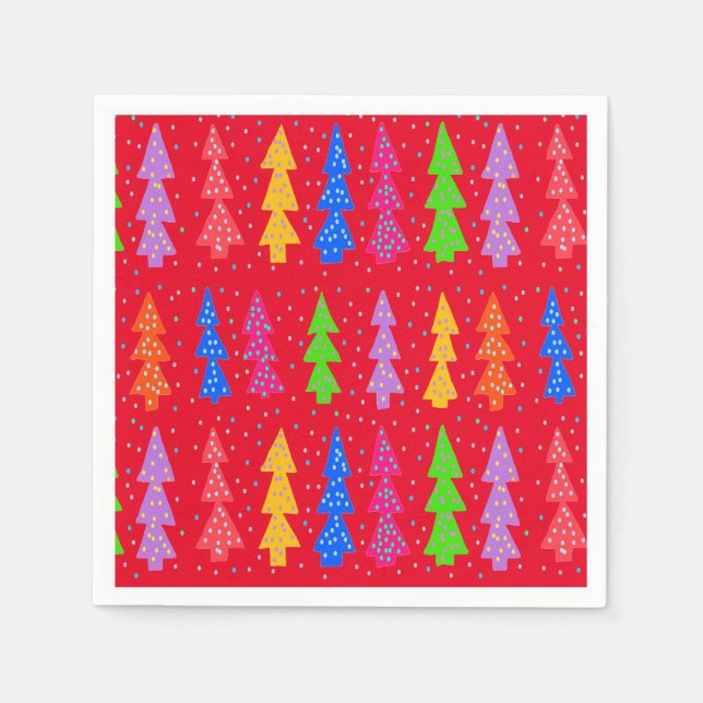 Red Christmas Tree Pop Art Serviette (Vorderseite)