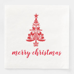 Red Christmas Tree Skandinavien Frohe Weihnachten Serviette