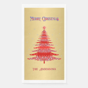 Red Christmas Tree Snowflakes Individuelle Name Go Serviette