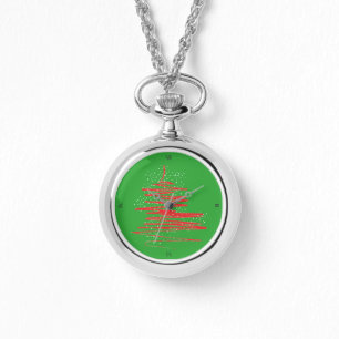 Red Christmas Tree Snowflakes Wrist Watch Armbanduhr
