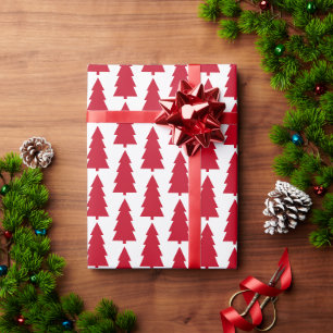 Red Christmas Tree White Simple Geschenkpapier
