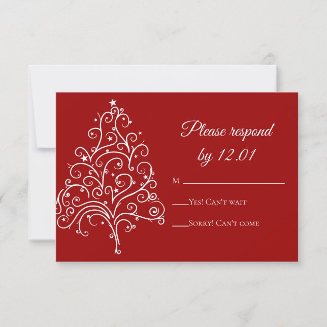 Red Christmas Tree Winter Wedding UAWG RSVP Karte (Vorderseite)