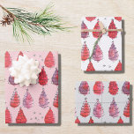 Red Christmas Trees Geschenkpapier Set<br><div class="desc">Dieses bezaubernde Weihnachtspapier ist mit kalkfarbenen Weihnachtsbäumen in Rottönen und lila in Weiß, Weiß oder Grau-Hintergrund dekoriert. Original Wasserfarbe © Michele Davies.</div>