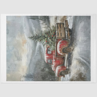 Red Christmas Truck Seidenpapier