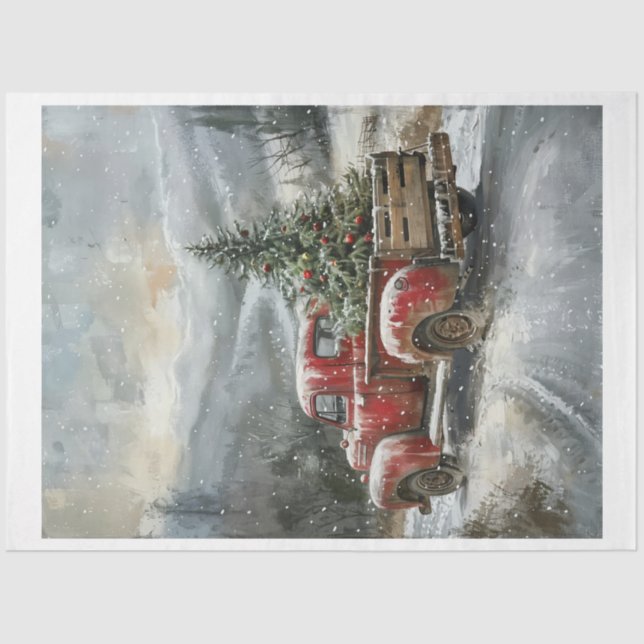 Red Christmas Truck Seidenpapier (Vorderseite)