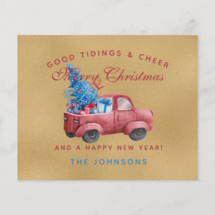 Red Christmas Truck Wasserfarbe Illustration Foto