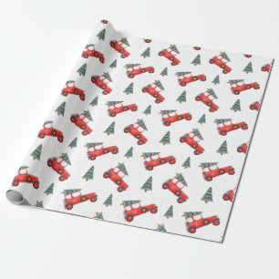 Red Christmas Truck Watercolor Holiday Geschenkpapier