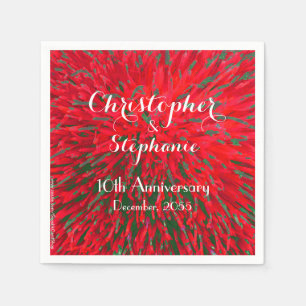 Red Christmas Wedding Annivers Party Paper Serviette