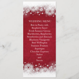 Red Christmas White Snowflakes Menu Mariage