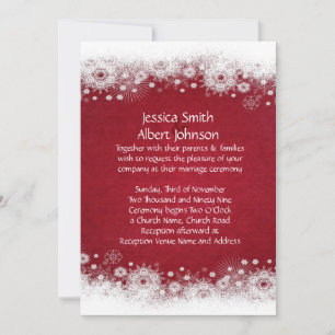 Red Christmas White Snowflakes Wedite Einladung