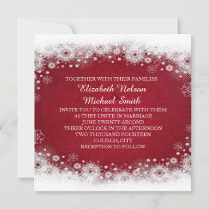 Red Christmas White Snowflakes Wedite Einladung
