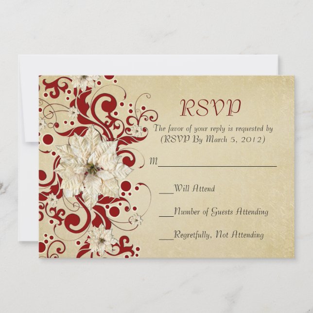 Red Christmas Wirbel Gold RSVP-Karte Einladung (Vorderseite)