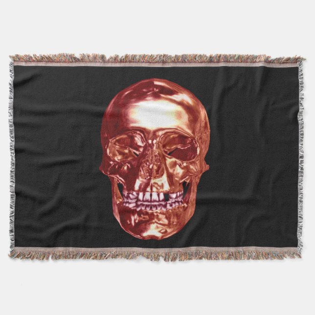 Red Chrome Skull Throw Blanket Decke (Vorderseite)