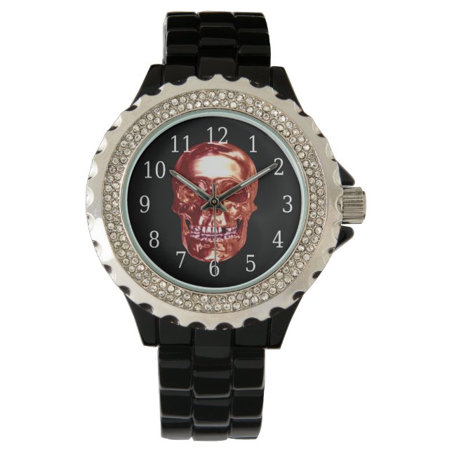 Red Chrome Skull Watch Armbanduhr (Vorderseite)