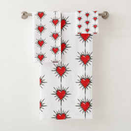 Red Chrome Spiked Heart Sigil Towel Set
