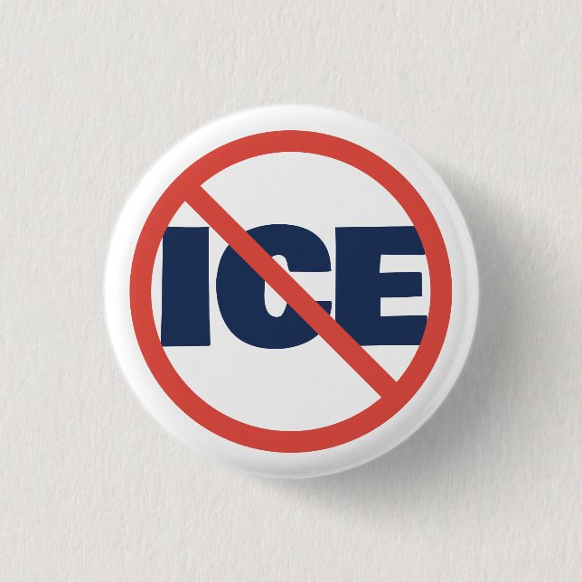 Red Circle Anti-Trump ICE Political Opinion Button (Vorderseite)