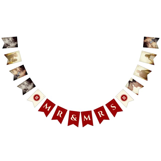 Red Circle Double Happiness Chinese Wedding Foto Wimpelkette (Alle)