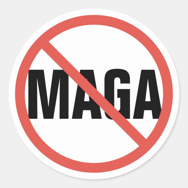 Red Circle No Signing Anti-MAGA Politische Meinung Runder Aufkleber (Vorderseite)