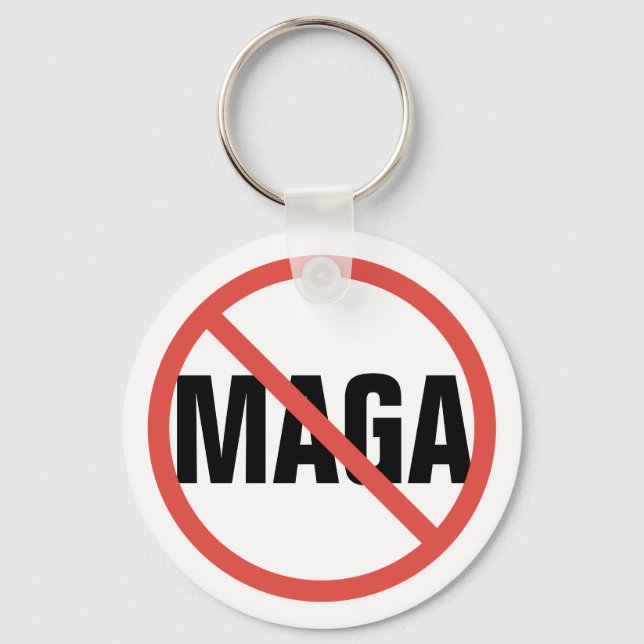 Red Circle No Signing Anti-MAGA Politische Meinung Schlüsselanhänger (Vorderseite)