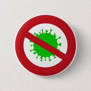 Red Circle No Virus Germs Button