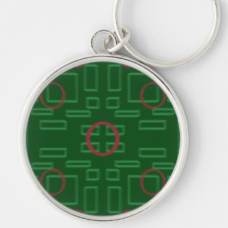 Red Circle on Green Geometric Schlüsselanhänger