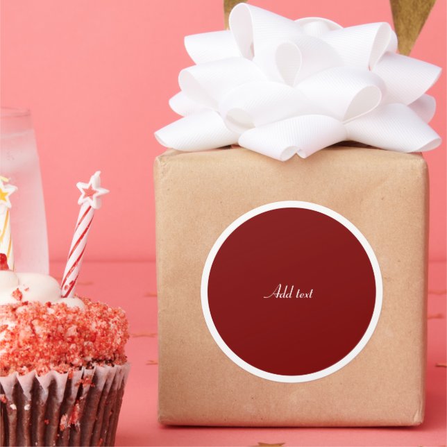 Red Circle, White Text TEMPLATE Runder Aufkleber (Party)