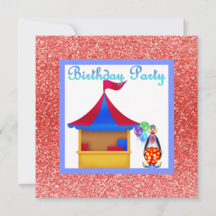 RED CIRCUS FUN GLITZER PARTY EINLADUNG NEU
