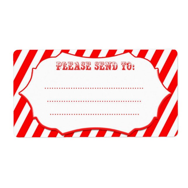 Red Circus Strip Shipping Labels (Vorne)