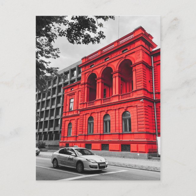 Red City Gebäude Minimalistisch Fotografie Postkarte (Vorderseite)