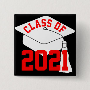 Red Class of 2024 Grad Cap Button