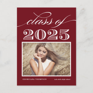 Red Class of 2024 Script Foto Abschluss Postkarte