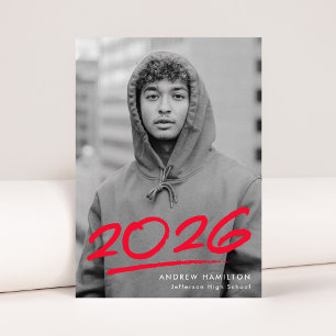 Red Class of 2025 Modern Foto Abschluss Ankündigung