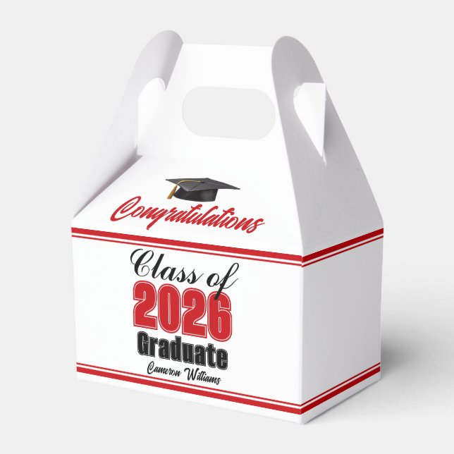 Red Class of 2026 Custom Graduation Party Geschenkschachtel (Vorderseite)