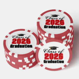 Red Class of 2026 Graduation Party Pokerchips