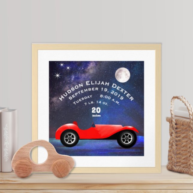 Red Classic Car Baby Boys Geburtsstunde Geburtsstu Poster (Von Creator hochgeladen)