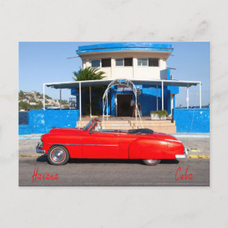 Red Classic car, Havanna Postkarte
