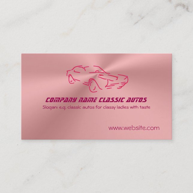 Red Classic Car Template - Rose Pink Imitat Chrome Visitenkarte (Vorderseite)