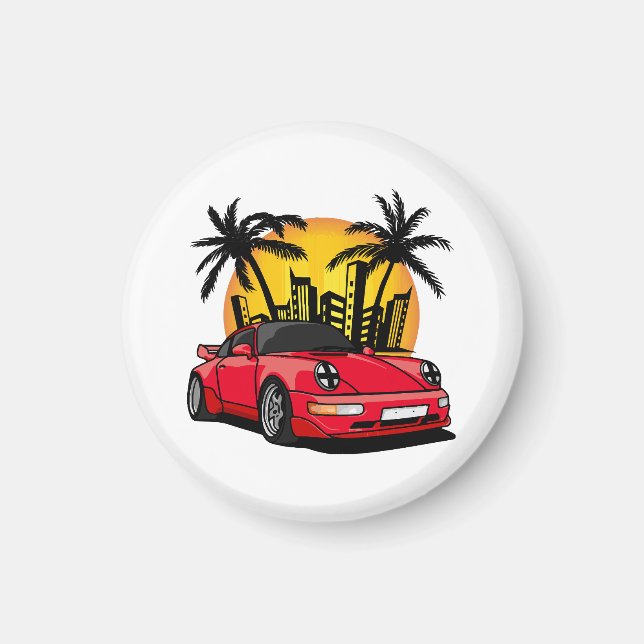Red Classic Carrera - City Sunset Magnet (Vorne)