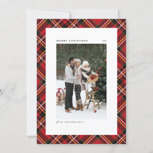 Red Classic Kariert Pattern Frohe Weihnachts-Foto Feiertagskarte