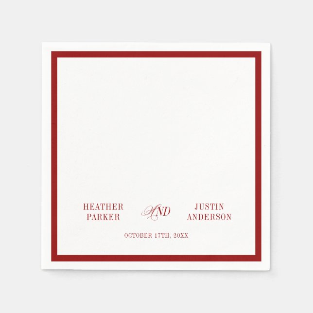 Red Classic Simple Minimalistisch Wedding Serviette (Vorderseite)