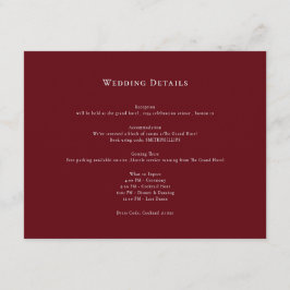Red Classic Wedding Details Enclosure Card Begleitkarte